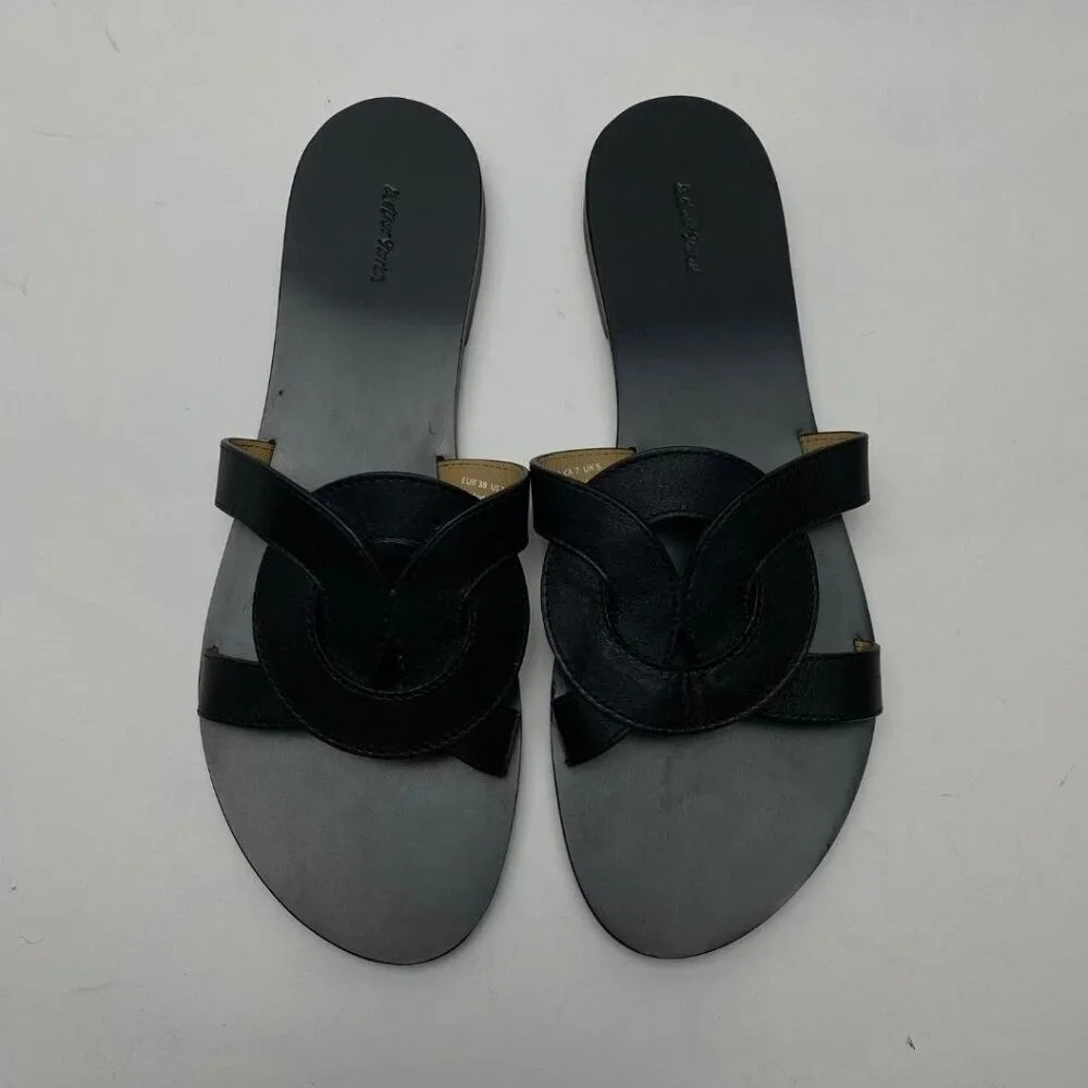 & OTHER STORIES Leather Knot Detail Sandals in Black Size 7